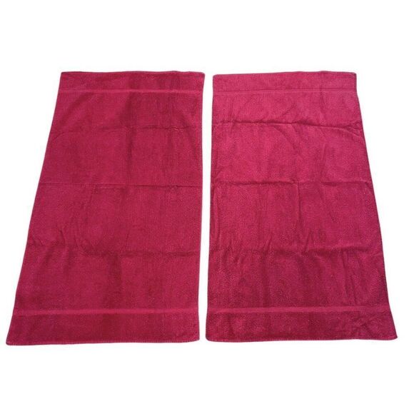 Vintage 1980s Royal Velvet Fieldcrest Red Cotton Bath Towels Set 2 USA 48 x 27 - Picture 1 of 12